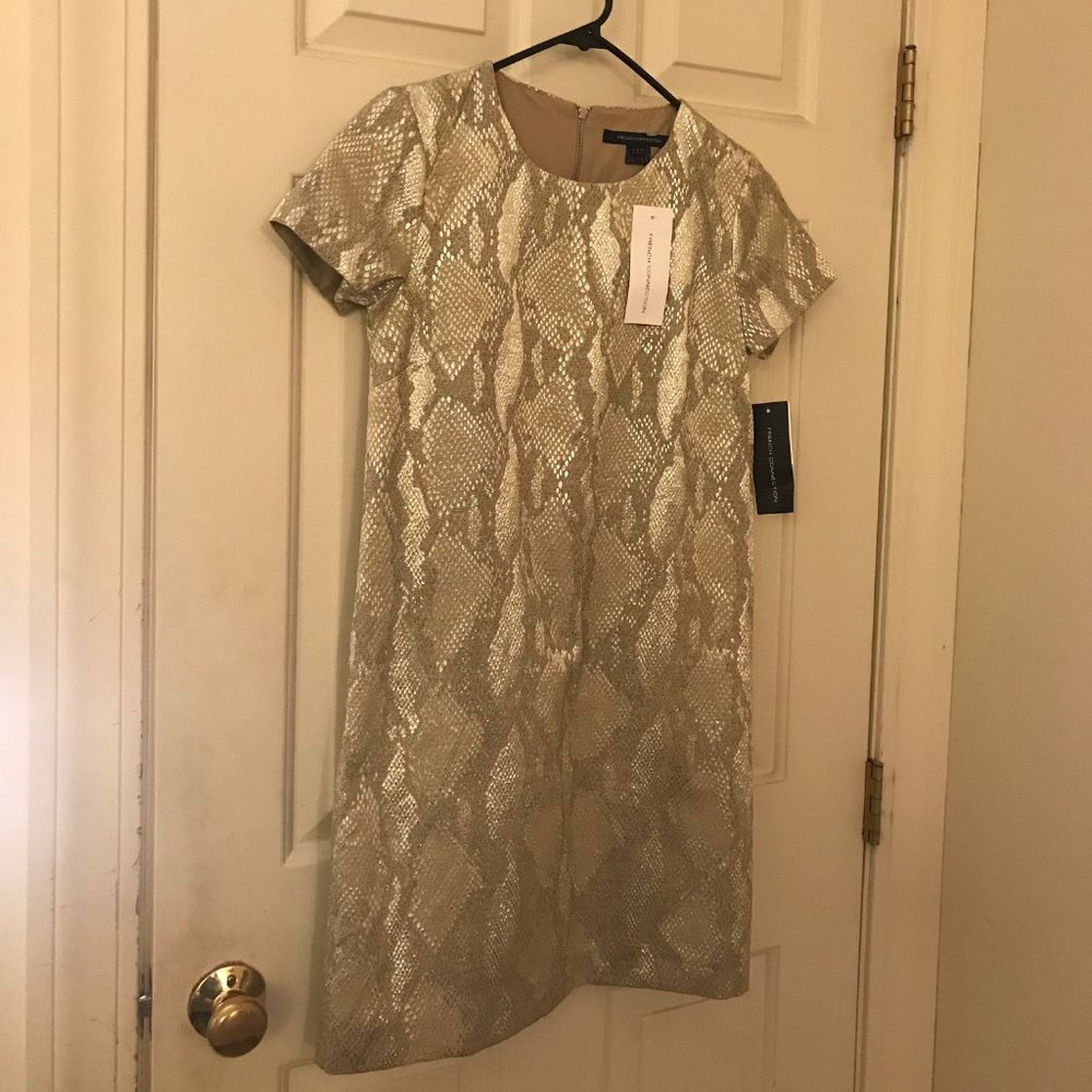 French Connection Silver/Gold Metallic Dress